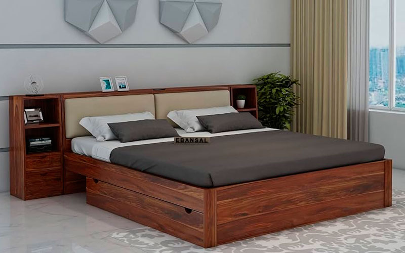 Double Bed With Side Table